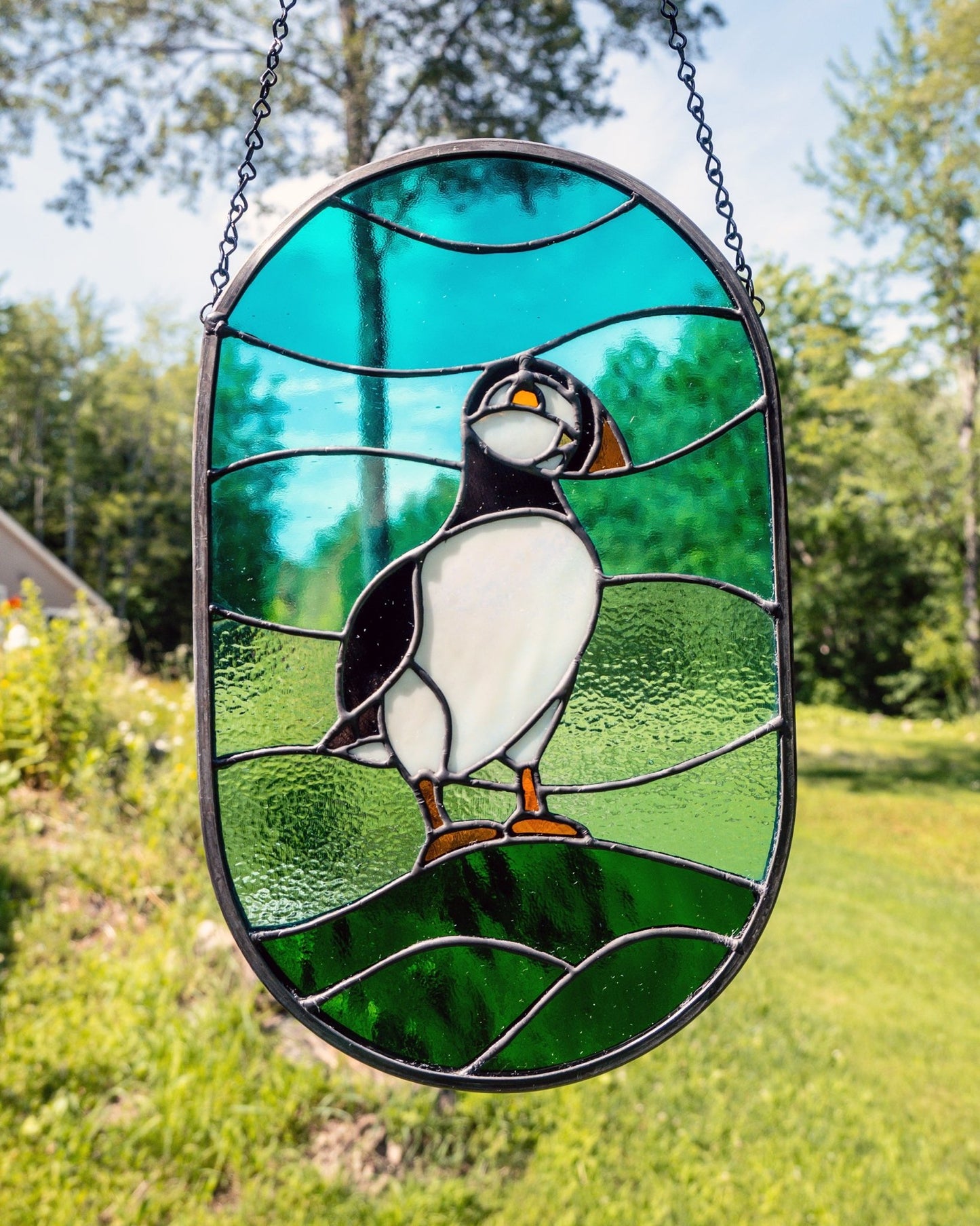 Atlantic Puffin Stained Glass Suncatcher - Amber Share Design -