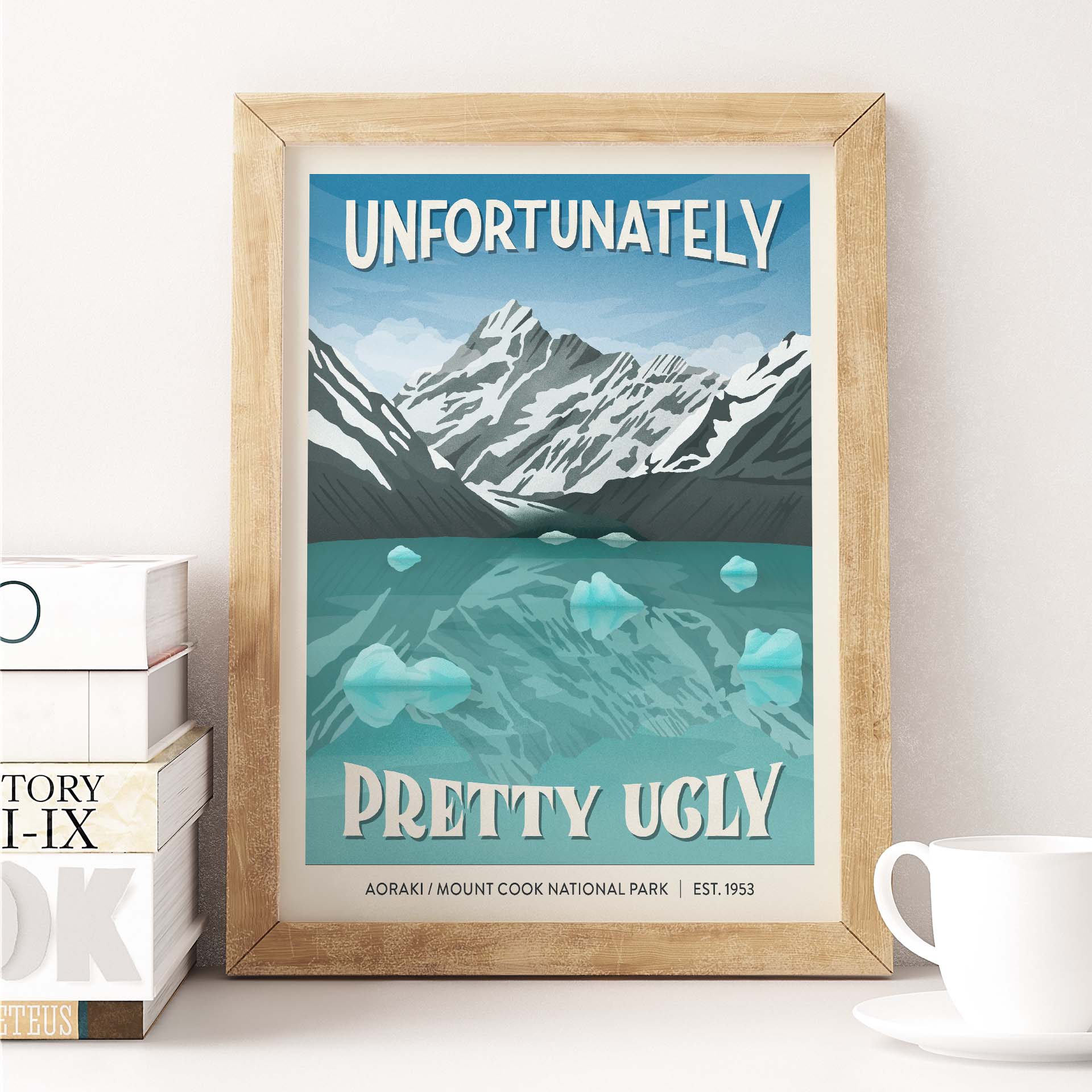 Pretty Blue Coffee Cups Poster