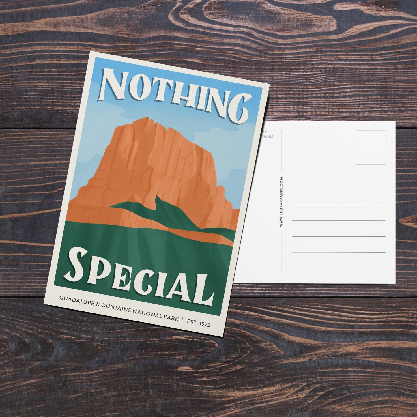 Subpar Parks Postcard (SINGLES) - Amber Share Design-Guadalupe Mountains--