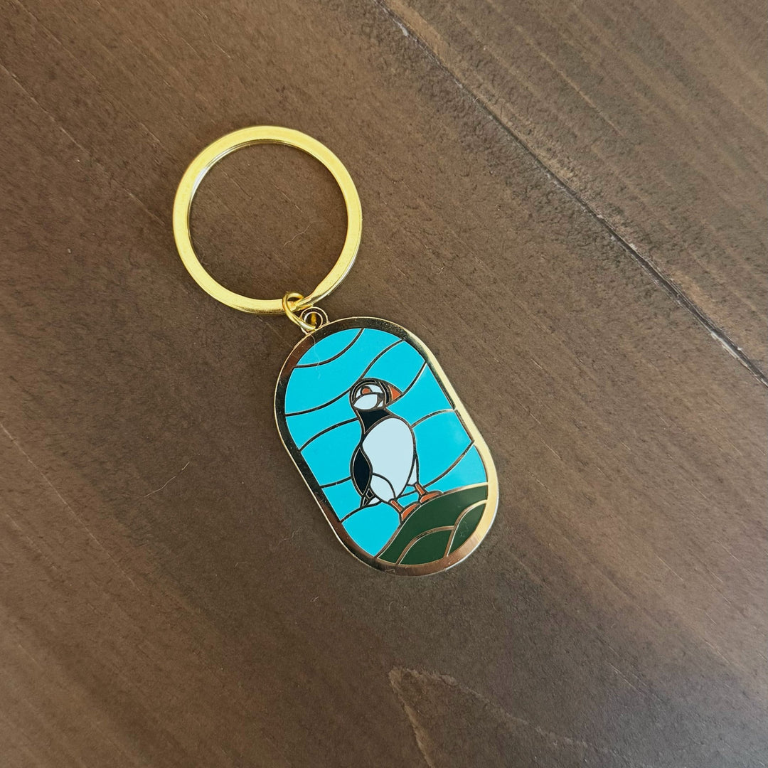 Atlantic Puffin Enamel Keychain (PREORDER) - Amber Share Design - 