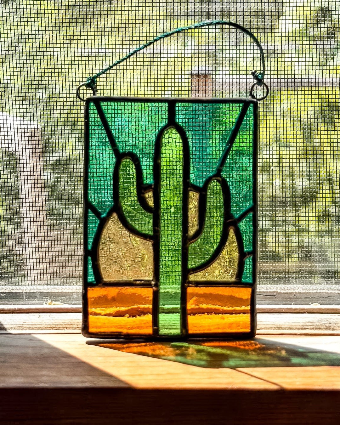 Cactus Mini Stained Glass Suncatcher - Amber Share Design - 