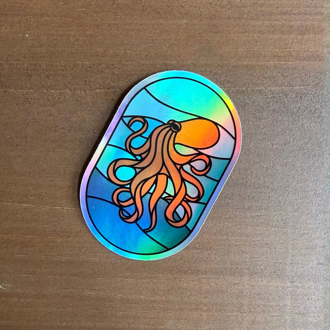 Holographic Octopus Sticker - Amber Share Design - 