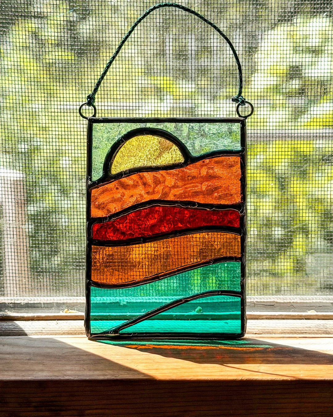 Layered Landscape Mini Stained Glass Suncatcher - Amber Share Design - 