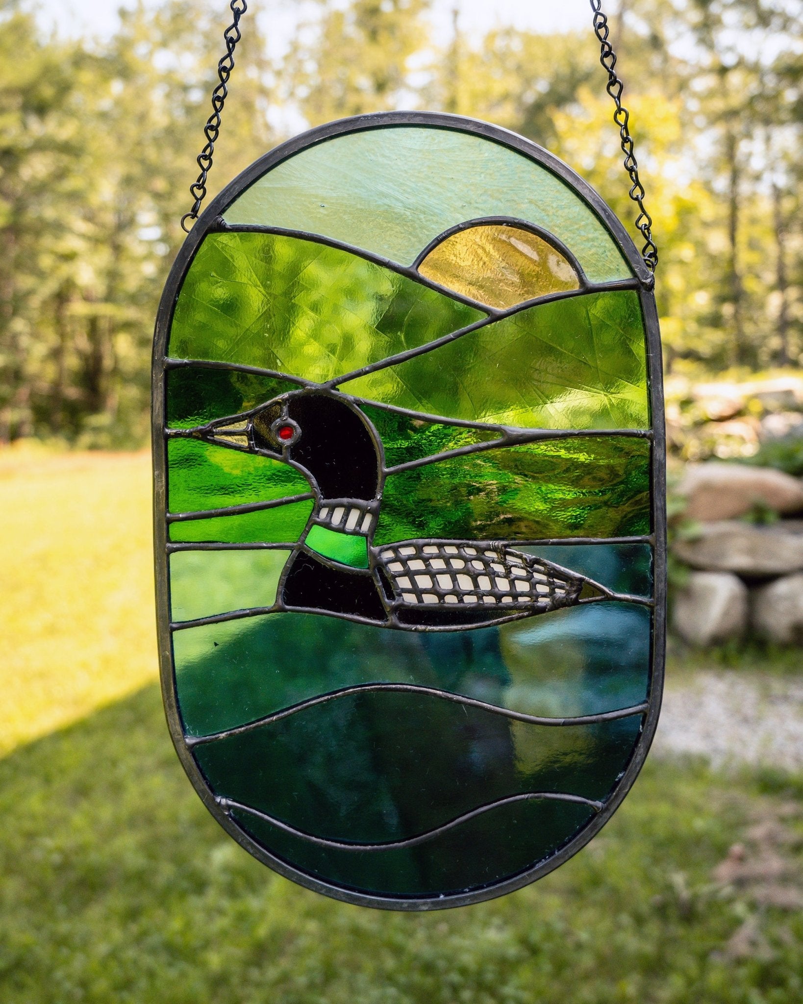 Loon Stained Glass Suncatcher - Amber Share Design - 