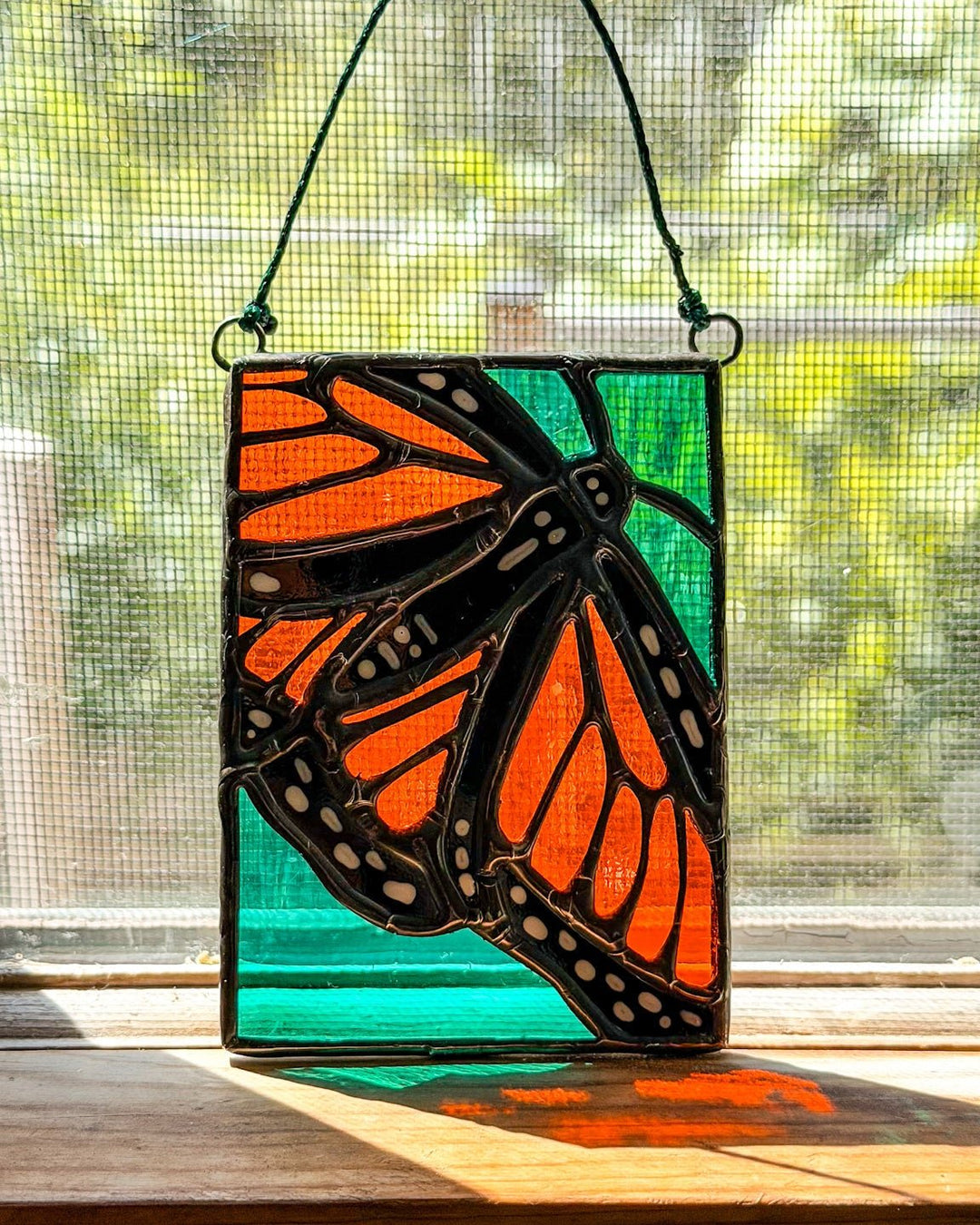 Monarch Butterfly Mini Stained Glass Suncatcher - Amber Share Design - 