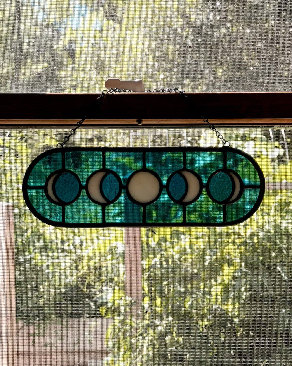 Moon Phase Stained Glass Suncatcher - Amber Share Design-Horizontal - 