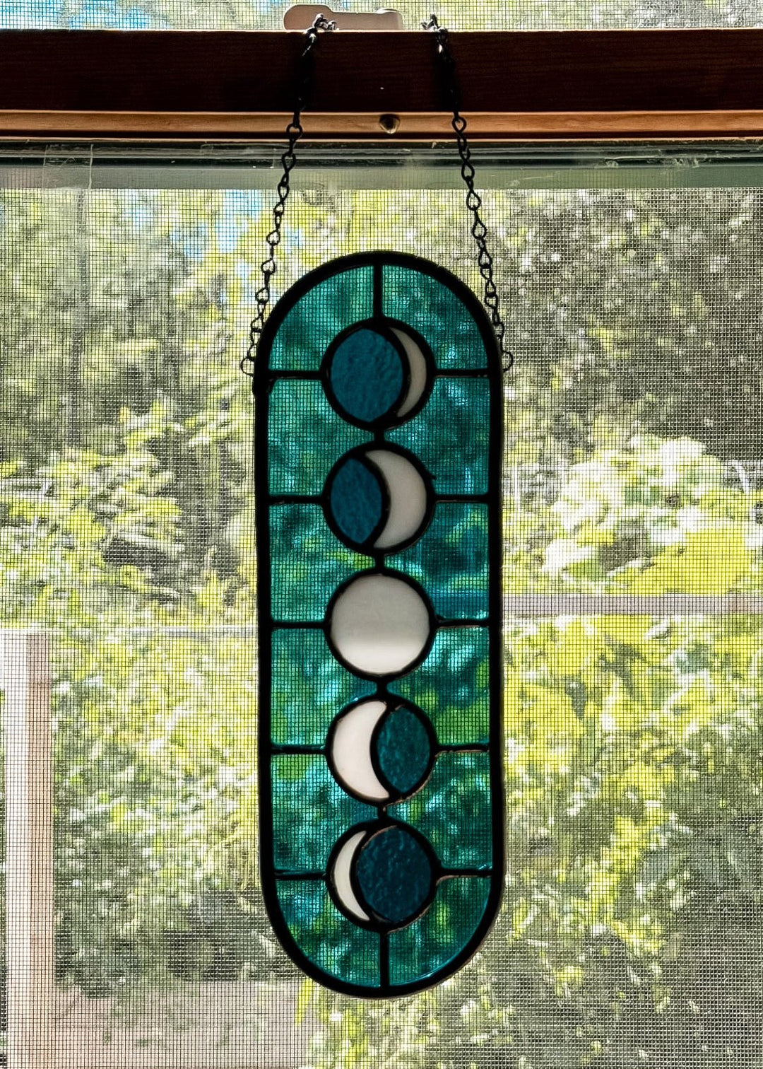 Moon Phase Stained Glass Suncatcher - Amber Share Design-Vertical - 
