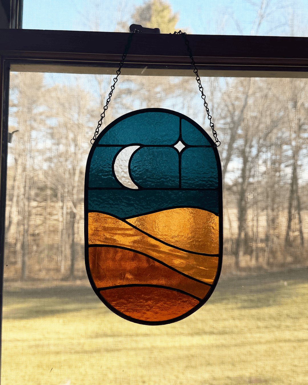 Moonlit Dune Stained Glass Suncatcher - Amber Share Design - 