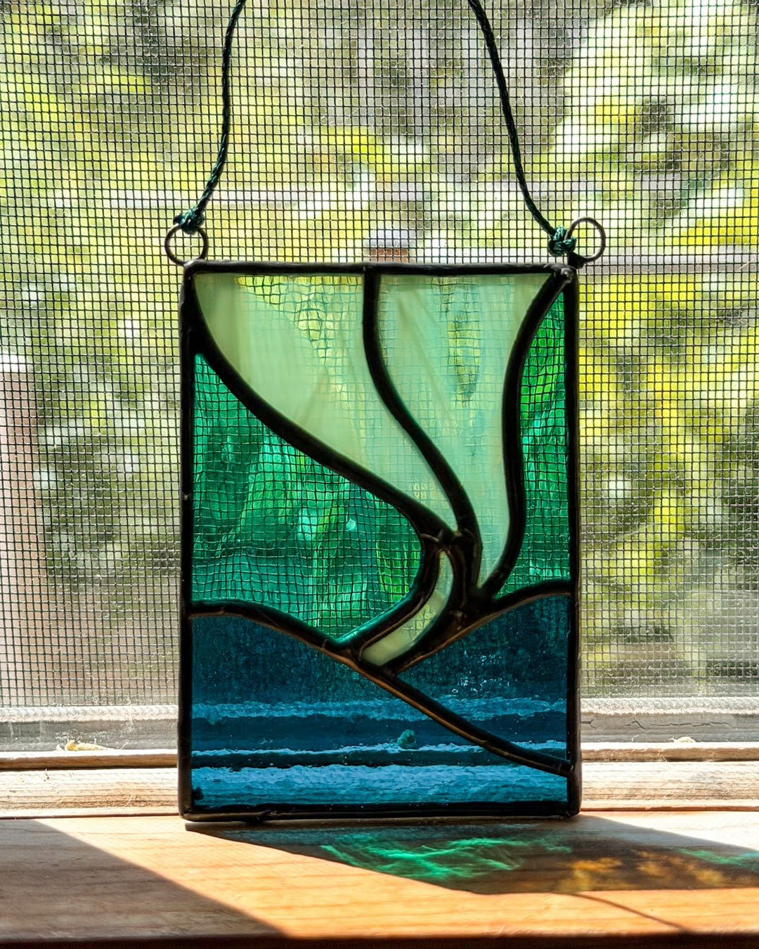 Northern Lights Mini Stained Glass Suncatcher - Amber Share Design - 