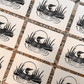 "Penguin Dance" - 8x10 Handmade Loon Block Print - Amber Share Design - 