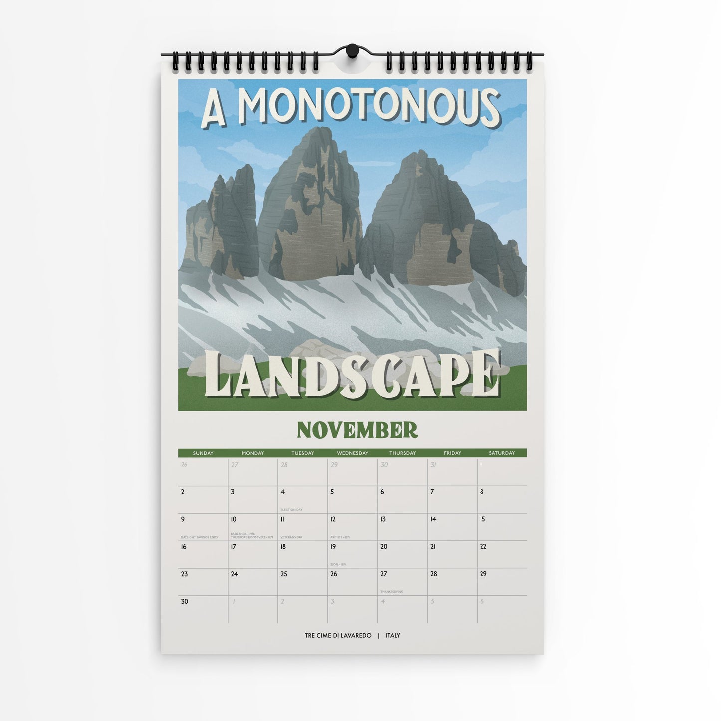 Subpar Parks 2025 Illustrated International Parks Calendar - Amber Share Design - 