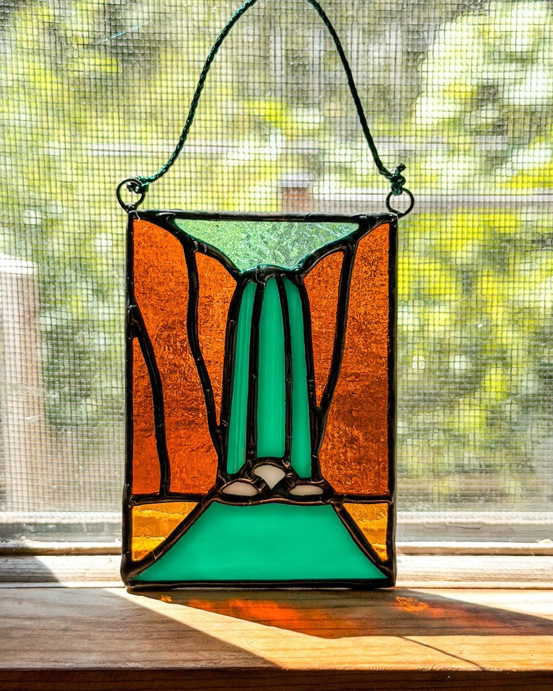 Waterfall Mini Stained Glass Suncatcher - Amber Share Design - 