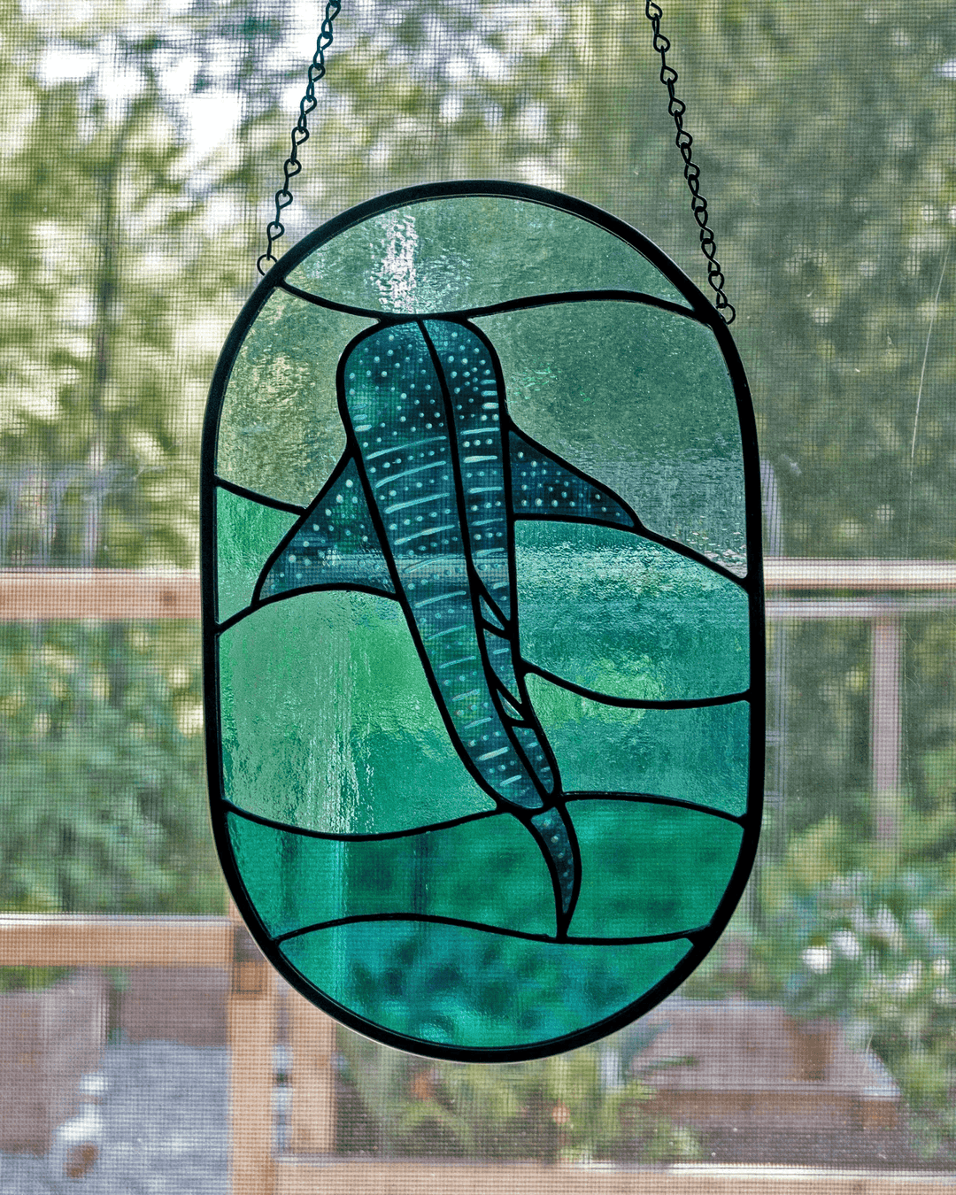 Whale Shark Stained Glass Suncatcher - Amber Share Design - 