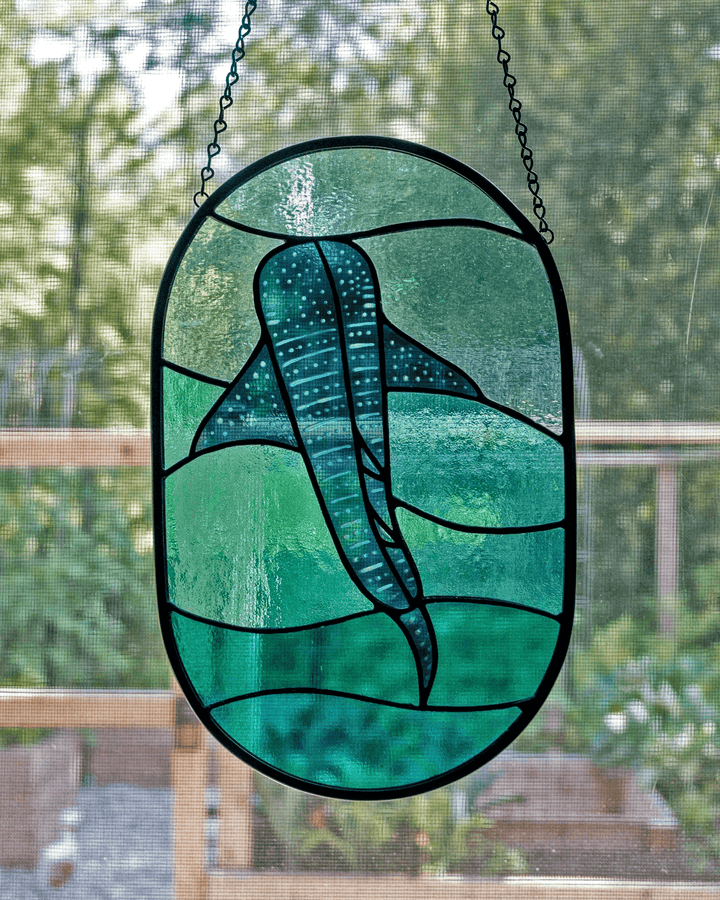 Whale Shark Stained Glass Suncatcher - Amber Share Design - 