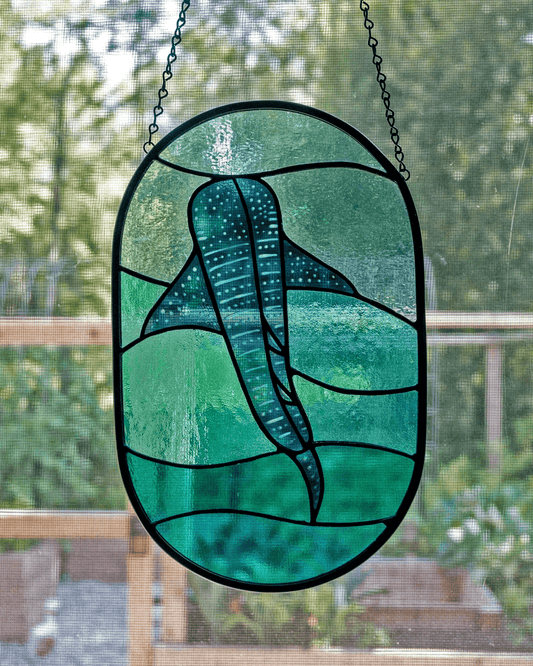Whale Shark Stained Glass Suncatcher - Amber Share Design - 