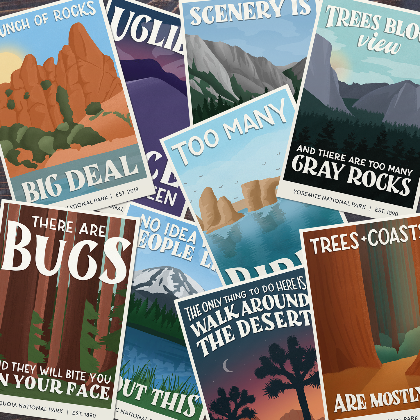Subpar Parks US National Parks Postcard Packs - Amber Share Design-California (9 parks)--