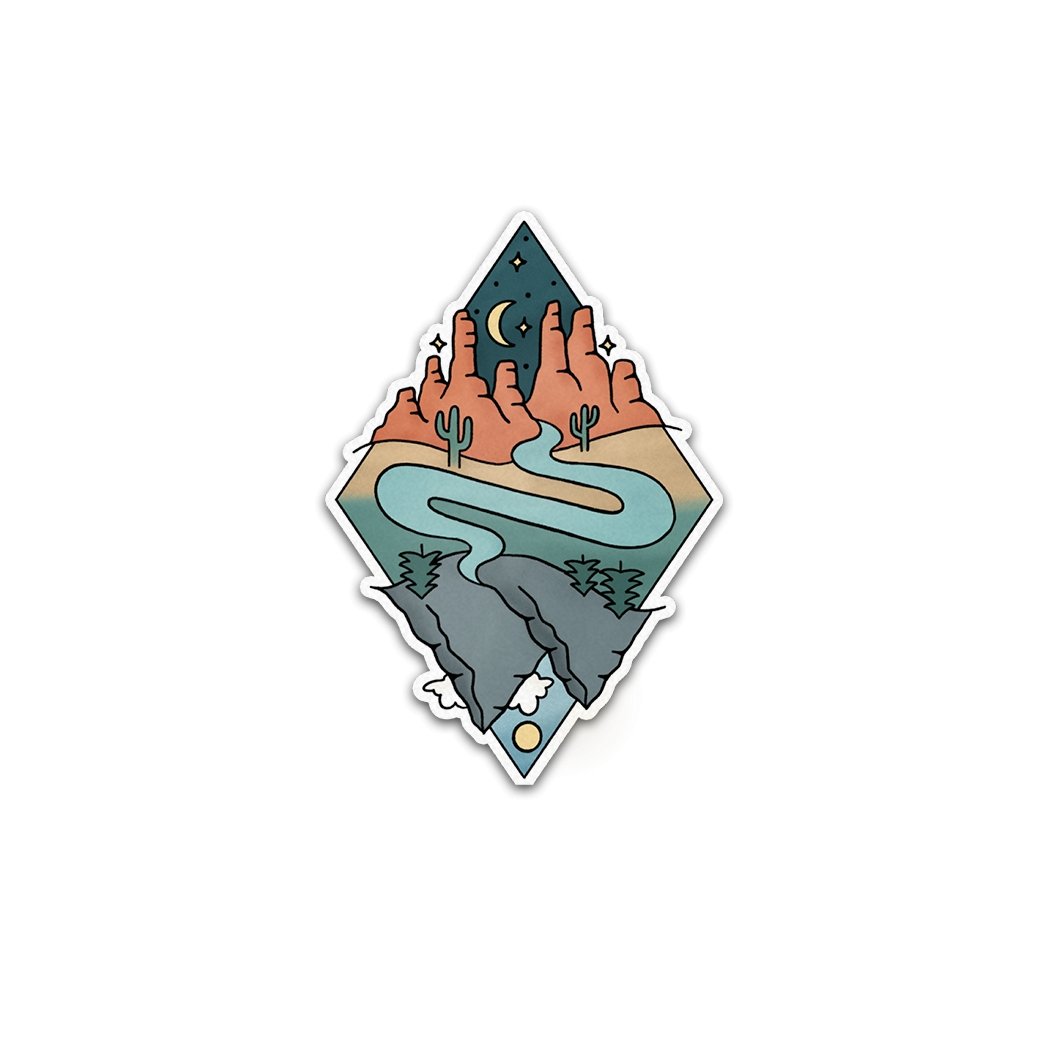 Mountain / Desert River Sticker - Amber Share Design---
