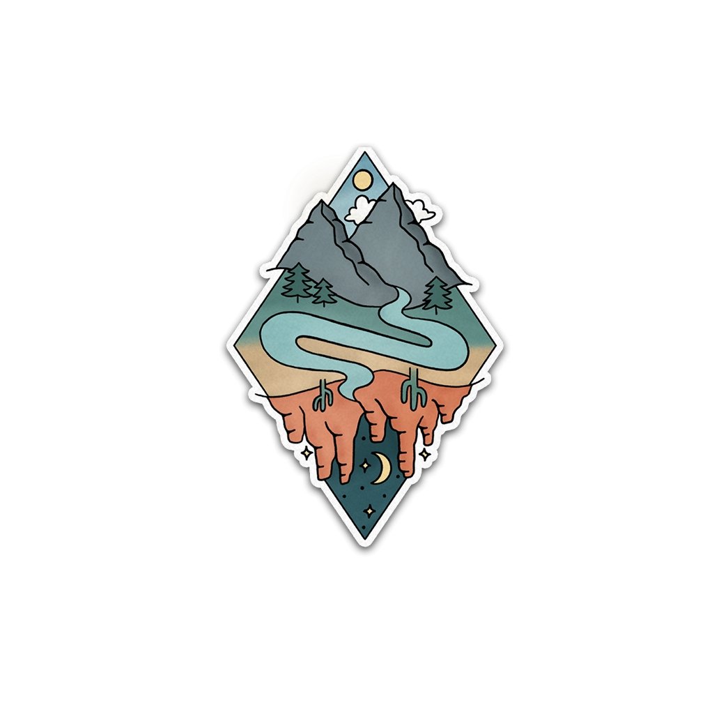 Mountain / Desert River Sticker - Amber Share Design---