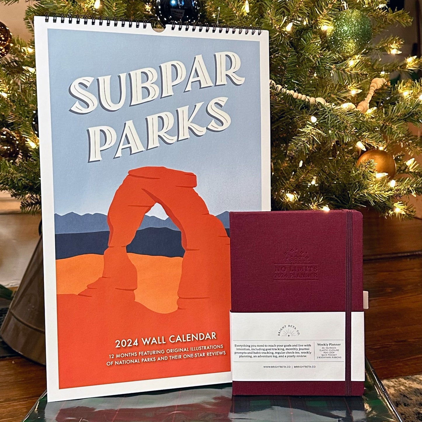 Subpar Parks 2024 Illustrated National Parks Calendar & 2024 No Limits Planner Bundle - Amber Share Design-Dark Berry--