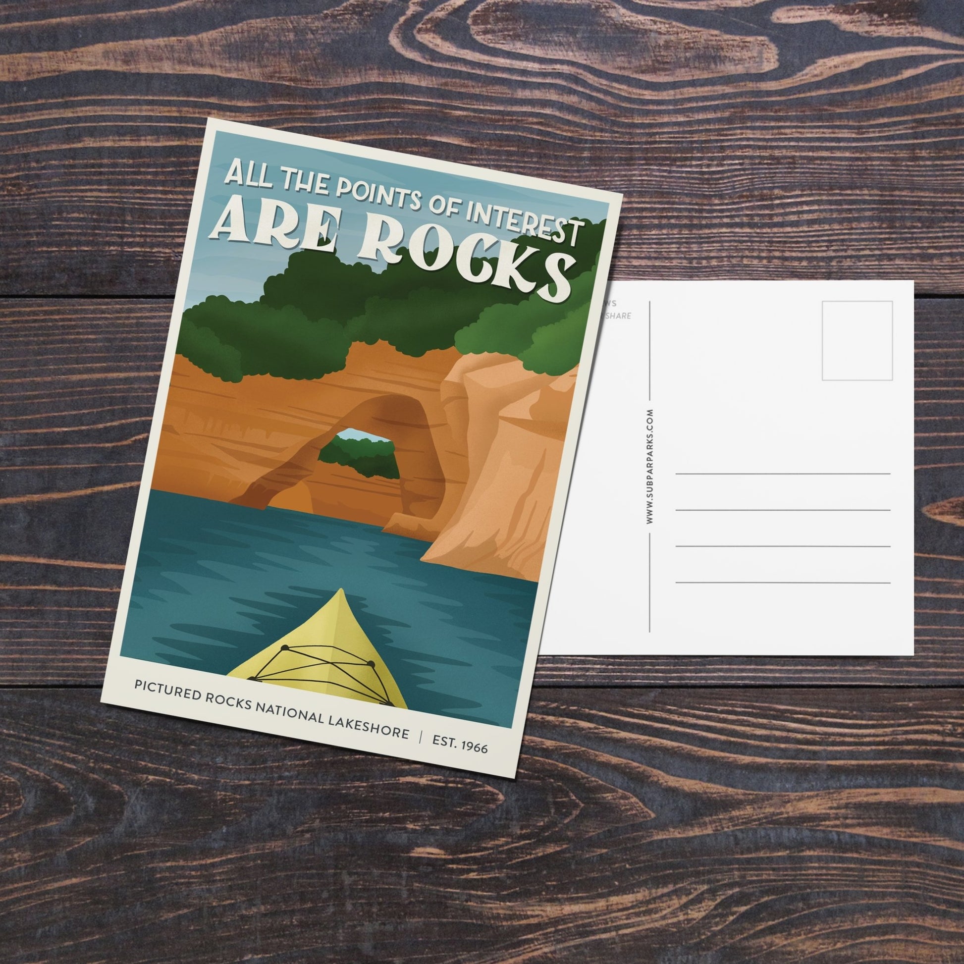 Subpar Parks™ American Public Lands Postcards - Amber Share Design-Pictured Rocks National Lakeshore--