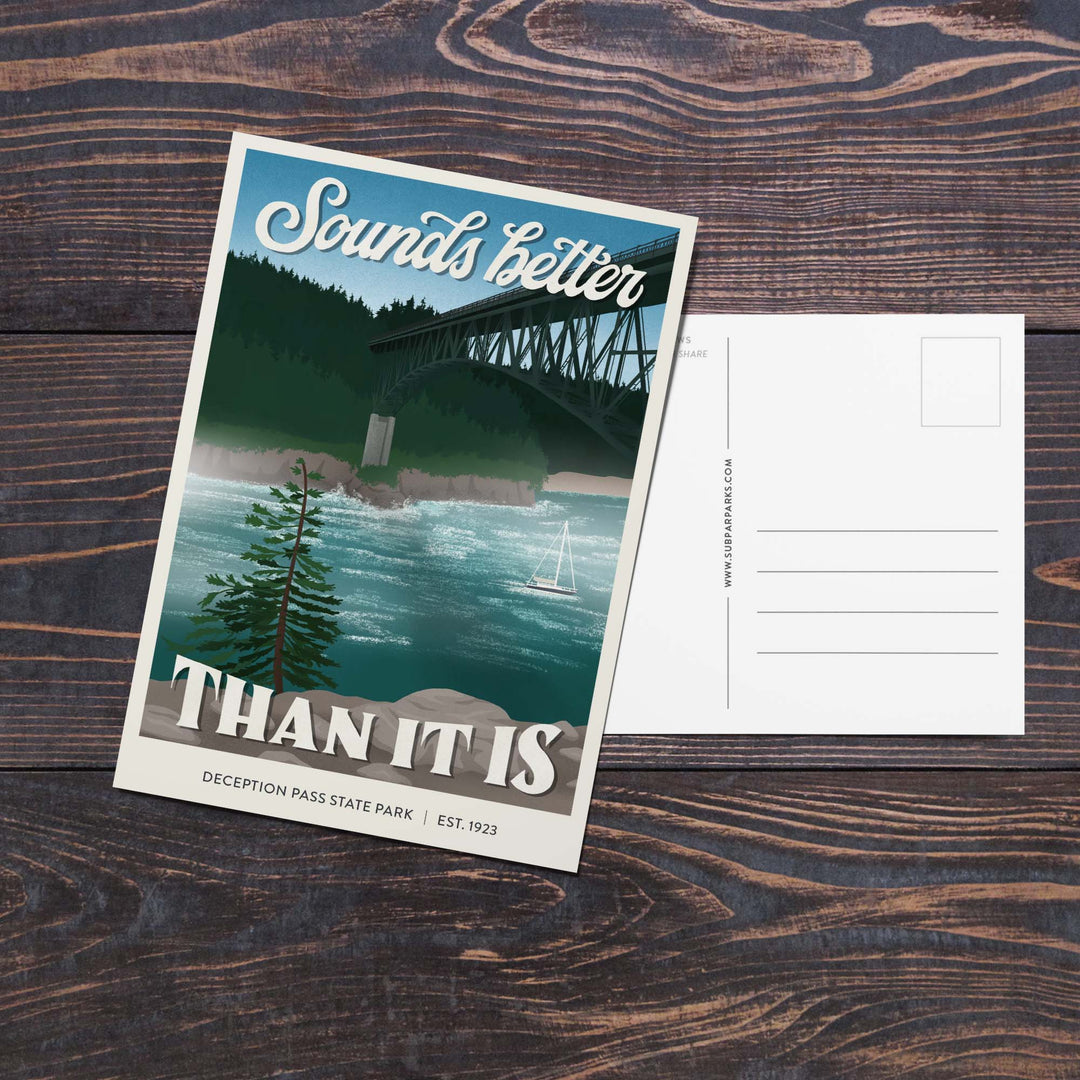 Subpar Parks American State & Local Parks Postcards - Amber Share Design-Deception Pass State Park (WA)--