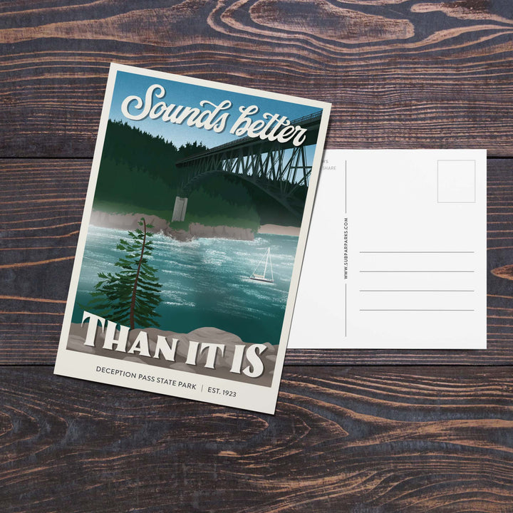Subpar Parks American State & Local Parks Postcards - Amber Share Design-Deception Pass State Park (WA)--
