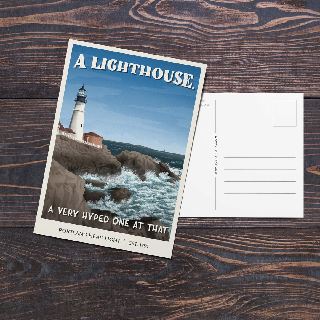 Subpar Parks American State & Local Parks Postcards - Amber Share Design-Portland Head Light (ME)--