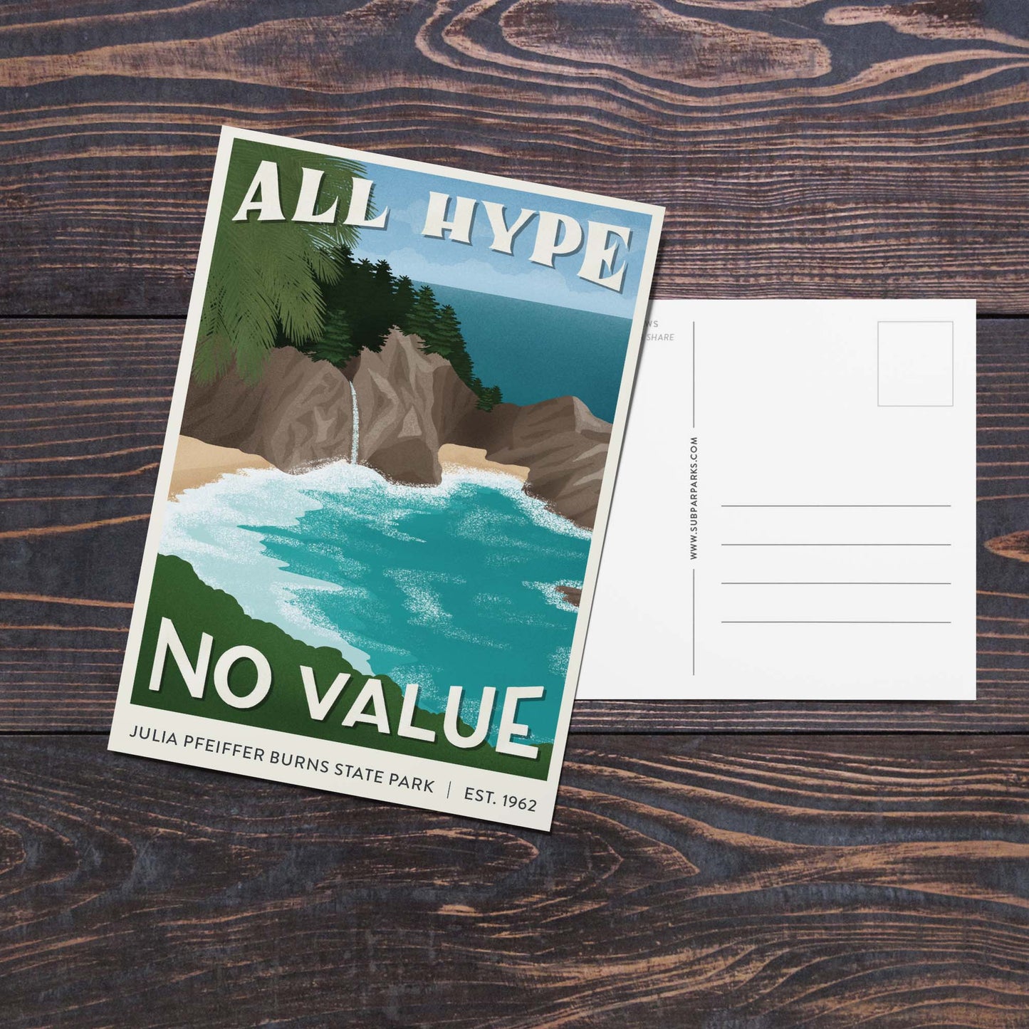 Subpar Parks American State Parks Postcards - Amber Share Design-Julia Pfeiffer Burns State Park (CA)--