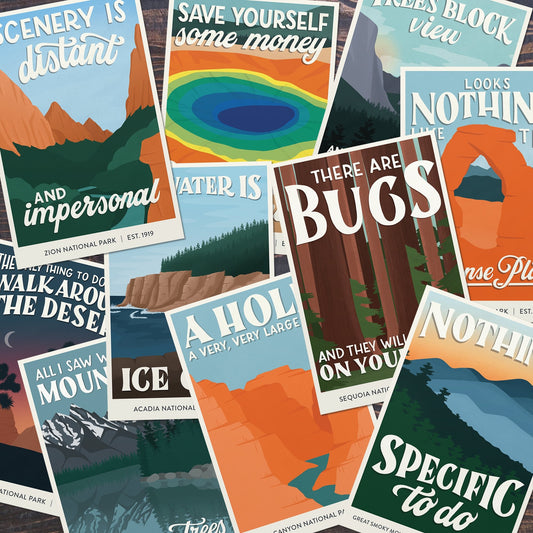 Subpar Parks US National Parks Postcard Packs - Amber Share Design-Greatest Hits (10 parks)--