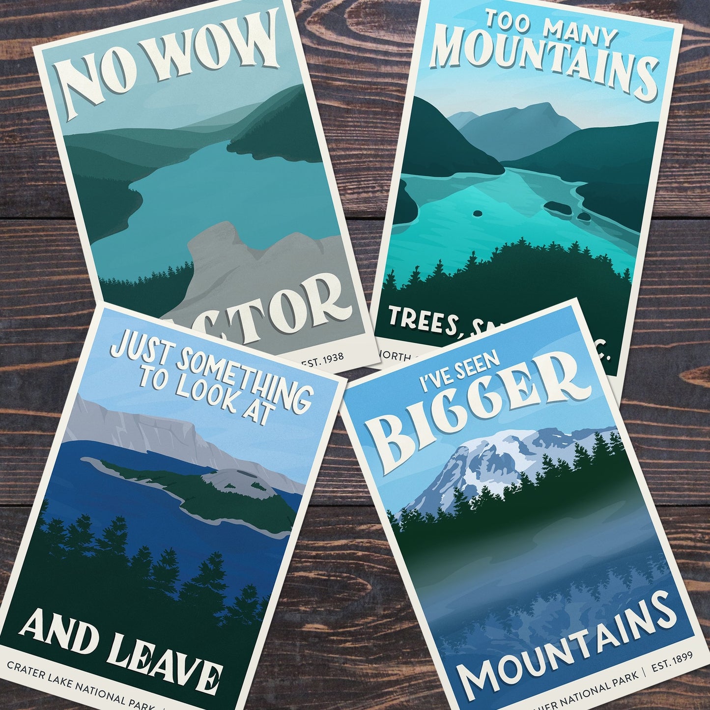 Subpar Parks US National Parks Postcard Packs - Amber Share Design-Pacific Northwest (4 parks)--